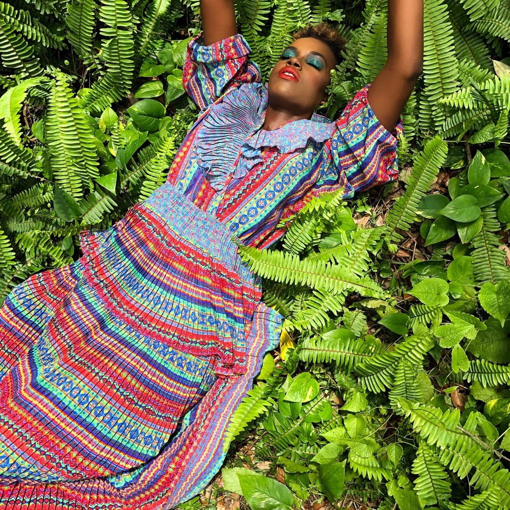 Vintage Diane Freis Geometric Print Dress